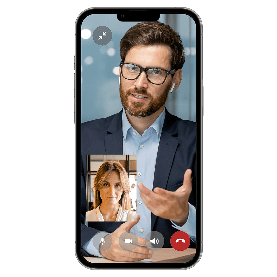 Phone with two people talking